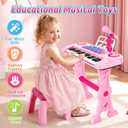 deAO Piano Keyboard Toys 37 Keys Toddler Piano Toy with Stool Microphone