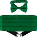 Vesuvio Napoli Boy's Cummerbund & Bow Tie Set Solid Color Boys Cumberbund BowTie (Emerald Green)