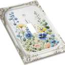 Decorative Art Style Light Switch Cover,Relief Flower Frame Pattern, Single Toggle Wall Plate, Decorative Electrical Switchplate for Home Decoration