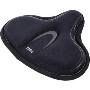 YBEKI Wide Gel Bike Seat Cover for Peloton/Spin Bikes - 2cm Cooling Gel & Memory Foam Cushion | Non-Slip Base & Airflow Vents | Fits 8.5-10" Wide Saddles (YOSUDA/Echelon/Schwinn Compatible) (black)