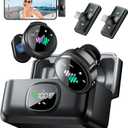 Wireless Lavalier Microphone for iPhone: Mini Microphones for Android Equipment - Noise Reduction Lapel Mic for Professional Recording - 80h Battery Life - 48KHz Studio Sound (Black 2)