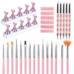 Nail Art Tools Set  15 Nail Art Brushes + 5 Dotting Pens with Nail Stand Holder  Professional Nail Design Kit for DIY Manicure & Salon Use