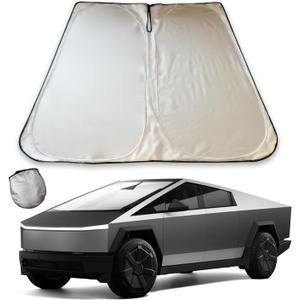 Windshield Sunshade for Tesla Cybertruck 2024 2025, Custom Fit Foldable Front Window Sun Shade UV Block Heat Insulation Protector with Storage Bag