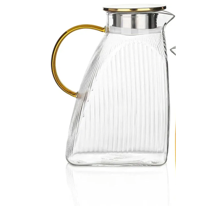 1-Pack Glass Pitcher with Lid 60OZ, Vertical Stripe Leakproof Water Pitcher for Fridge - Borosilicate Beverage Jug for Iced Tea, Juice, Infused Water 1-Pack Glass Pitcher with Lid 60OZ, Vertical Stripe Leakproof Water Pitcher for Fridge - Borosilicate Beverage Jug for Iced Tea, Juice, Infused Water