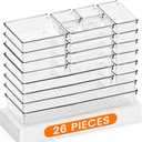 Criusia Drawer Organizer, 26 Pack Clear Plastic Drawer Organizer Bins, Versatile Organization and Storage Trays for Kitchen, Bathroom, Vanity Makeup and Office