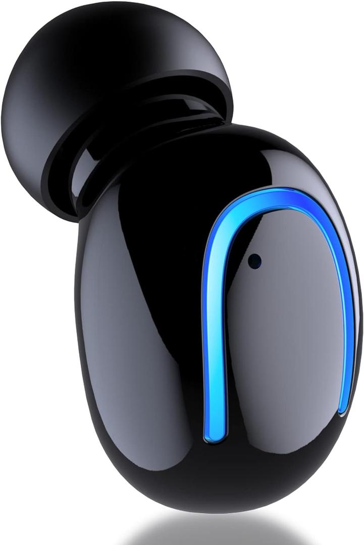 Mini Bluetooth Single Earbud Small Wireless Invisible HeadphonesSingle Earphone with 6 Hour Playtime for iPhone and Android Smart Phones PC TV Audiobook (Black)