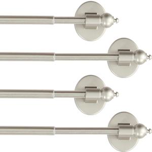 H.VERSAILTEX 4 Pack Magnetic Curtain Rods Multi-Use Adjustable Petite Cafe Sidelight Magnetic Rods Tool Free for Iron and Steel Place (9"-16", Nickel)