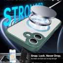 Magnetic Shockproof for iPhone 17 Case,[Full Camera Protection][Compatible with Magsafe][Non-Slip][Mil-Grade Protection] Slim Anti-Yellow Translucent Matte Phone Case for iPhone 17,Pine Green