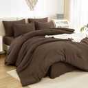 Litanika California King Comforter Set Brown - 7 Pieces Bed in a Bag Cal King Bedding Comforter Sets, Plain Lightweight Bed Set with Comforter, Sheets, Pillowcases & Shams