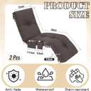 2 Pcs Outdoor Chaise Lounge Cushions with 3 Side Pocket 76x22x6 Inch Waterproof Long Deck Reclining Chair Cushions Fade Resistant Replacement Cushion for Furniture Lawn Pool (Brown,Solid Color)