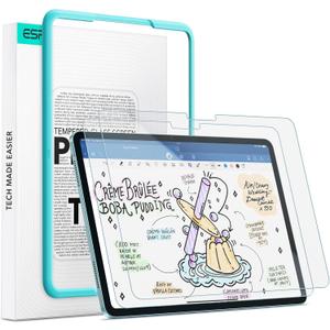 ESR 2 Pack Paper-Feel Screen Protector for iPad Air 13 Inch M4/M3/M2 (2026/2025/2024, 8th/7th/6th Gen), Write and Draw Like on Paper, 9H Tempered Glass, Matte Anti-Glare with Alignment Frame