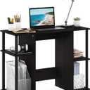Furinno Jaya 38.4-Inch Wide Desk with Open Side Shelves, Black Espresso