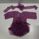 Newborn Photography Outfits Girl Baby Photography Props Lace Romper with Headress Newborn Outfits Girls Photo Props (Purple)