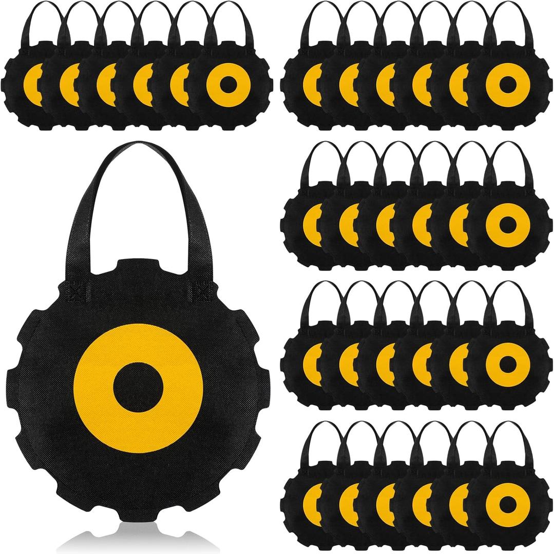 Tranqun 36 Pcs Construction Party Favor Bags Construction Non Woven Goodie Gift Bags with Handle for Construct Truck Excavator Birthday Party Supplies