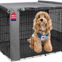 HiCaptain Breathable Dog Crate Cover 30 Inch, Durable Heavy Duty Kennel Cover, Dual Zippered Panels, Windproof Waterproof UV-Resistant(Grey)