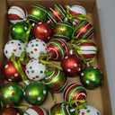 Suncalla 8 Sets 24 Pcs Red White and Lime Green Christmas Ball Ornaments for Tree, 2 Inch Glittering Hanging Candy Cane Peppermint Elf Ball Ornaments Xmas Shatterproof Decor for Indoor Holiday Party