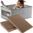 Kichwit Large Cat Scratching Pads, 3pcs Cat Scratcher Cardboard with a Box, Reversible Cat Scratching Board,16.5" x 11.7" (Large)