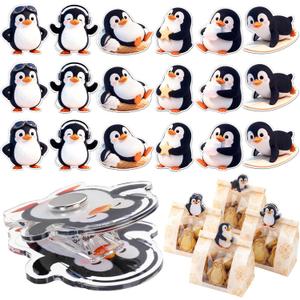 Relaxweex 18 Pack Penguin Magnetic Chip Clips Cute Black Food Bag Clips Funny Fridge Magnets for Kitchen Organization Snack Storage Home Use
