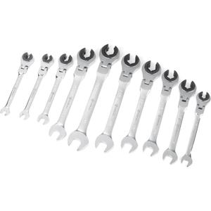 Anbull SAE 10pcs Ratcheting Wrench Set with 180 Open Flex-head, Open end Ratcheting Standard 72 Gears, CR-V Steel Tubing Ratchet Wrench