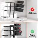 MUDEELA 8-Tier Pots and Pans Organizer under Cabinet, 15.83" Height Heavy Duty Pot Pan Organizer Kitchen Cabinet Organization and Storage, Adjustable Pot Rack for Frying Pan, Cast Iron Skillet, Black
