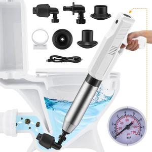 Electric Toilet Plunger Toilet Snake Drain Clog Remover High Pressure Air Drain Blaster Heavy Duty Air Plunger for Bathroom, Floor Drain, Kitchen Clogged Pipe
