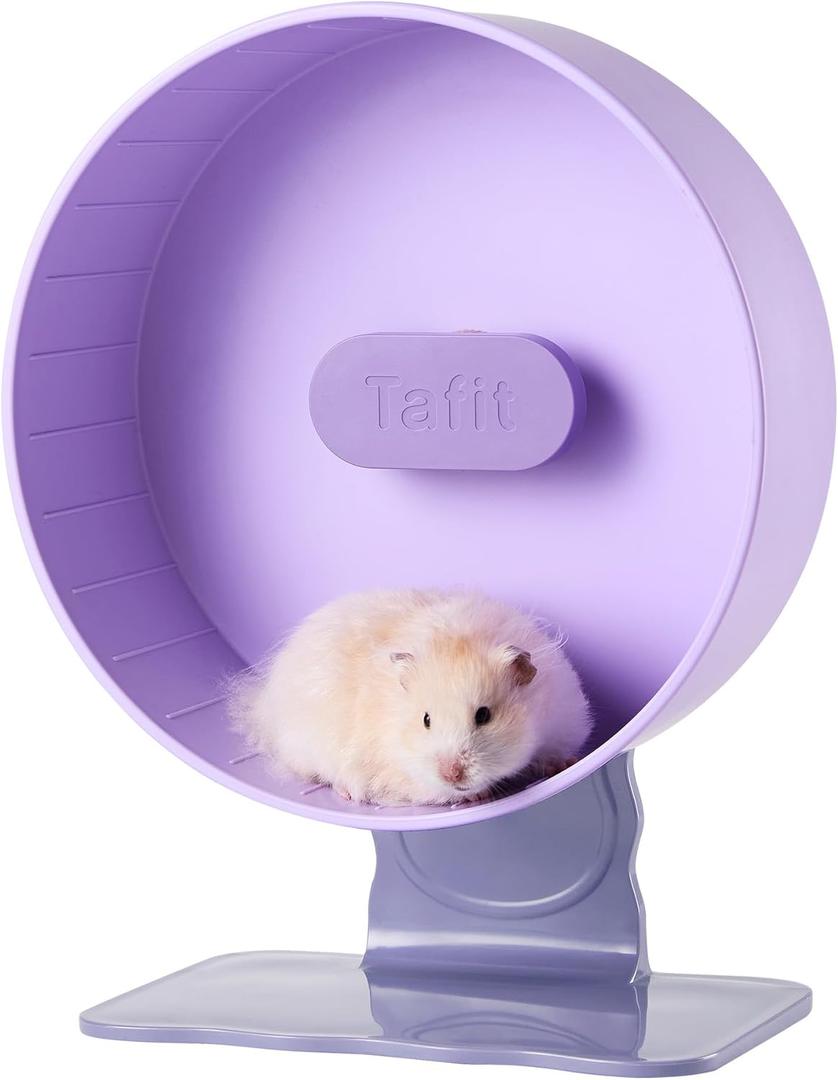 Quiet Hamster Wheel 10.2 Inch Dual-Bearings Silent Small Animals Running Exercise Wheel Height Adjustable for Syrian Hamsters, Gerbils, Rats, or Other Small Pets, Taro Purple