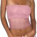 EMMIOL Tube Tops for Women Sexy See Through Y2K Tops Sheer Mesh Stretchy Bandeau Top Going Out Strapless Top,S