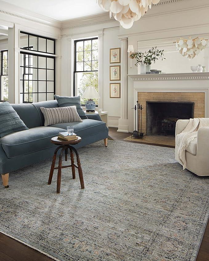 Loloi Jean Stoffer x Loloi Katherine Collection KES-01 Ocean/ Gold 5'-3" x 7'-9" Area Rug Ocean / Gold