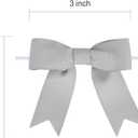 Meseey 50 Pcs 3 Inches Grosgrain Ribbon Twist Tie Bows Light Silver Pretied Premade Craft Bows for Treat Bags Gift Wrapping Basket Wedding Baby Shower Brithday Christmas Party (Light Silver)