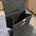 STOREONE Fabric Storage Cube Bins Foldable Organizer Container Collapsible Basket with Lids and Metal Handles, for Home, Bedroom, Closet (Black, 3 Pcs)