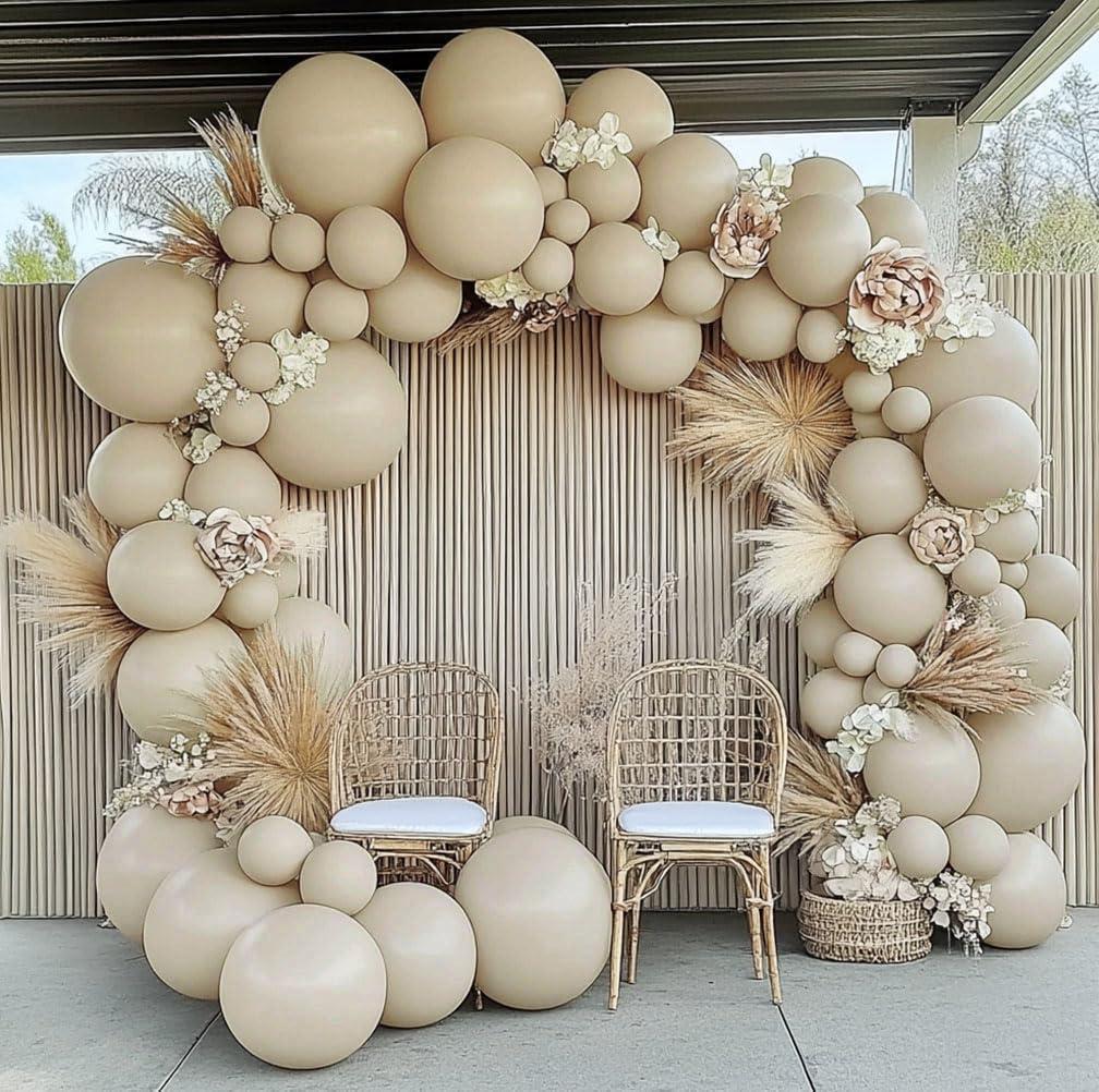 White Sand Balloon Double Stuffed Cream Off White Balloons Different Sizes Light Grey Latex Balloon Garland Pastel Balloons Arch Kit For Neutral Baby Shower Bridal Wedding Birthday Party Decor