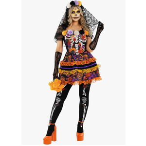 Morph Womens Day Of The Dead Costume Adult, Day of Dead Costume Womens, Dia De Los Muertos Dress Women Catrina Halloween