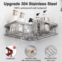 Liuoud Corner Shower Caddy, 5 Pack Adhesive Stainless Steel Organizer, Grey | Shower Shelves with Soap Rack Toothbrush Holder, Large Capacity No Drilling Bathroom Accessory Home Decor Set