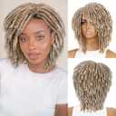 HANNE Dreadlock Wig Short Twist Wigs for Black Women and Men Afro Curly Synthetic Wig (Blond)