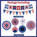 Trgowaul Patriotic Decorations 4th of July Decorations, 250th Anniversary American Red White Blue Decorations Set, LOVE USA Banner, Paper Fans Star Foil Fringe Curtains, 1776-2026 USA Party Supplies