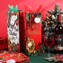 SilTriangle 50 Pack Christmas Wine Gift Bags Bulk with Tissue Papers and Tags Wine Bottle Wrap Bags with Handles for Xmas Holiday Gift Wrapping, 10 Designs, 14.2 x 4.7 x 3.5 Inches