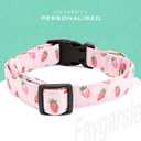 Faygarsle Pink Strawberry Print Cotton Dog Collar for Small, Medium, Large Boys Girls Dogs L