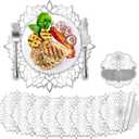 100PCS Disposable Silver Metallic Round Paper PlaceMats Round Floral Charger Table Mat Table Setting Mat Pressed Paper Round Place Mats for Christmas Wedding Birthday Party Dining Table Decor Supplies