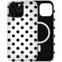 Case Compatible with iPhone 16 Pro Max,[Compatible with MagSafe] Polka Dot Pattern Aesthetic Design Phone Case for Girl Women Boy Men,Dual-Layer Fashion Design Black