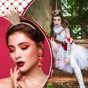 Liliful 3 Pcs Halloween Queen Hearts Costume Accessories for Women Crown Headband Scepter Wand Earring