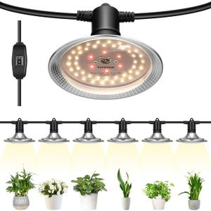 VIVOSUN Outdoor LED Grow Lights, Waterproof String Grow Light, Full Spectrum Plant Growing Lights with 22Ft Adjustable Cord for Seedling, Veg, Flower in Greenhouse, Garden, Backyard, Farm (6-Light)