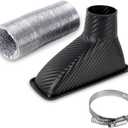 Air Intake Duct Front Bumper Turbo Air Intake Pipe, Carbon Fiber Car Square Brake Air Duct with Extendable Flexible Hose and Hose Band