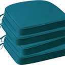 Outdoor Sunbrella Round Corner Seat Cushion, 17"x16"x2", Set of 4, Non Slip Seat Cushion Pads with Removable Cover for Patio Furniture, Garden Yard Lawn, Spectrum Peacock