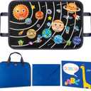 WATINC Travel Felt Board Story Set - 25PCS Portable Felt Board Educational Birthday Gift for Boys & Girls, Themed Storytelling Preschool Early Learning Interactive Play Kit for Toddlers (Space)