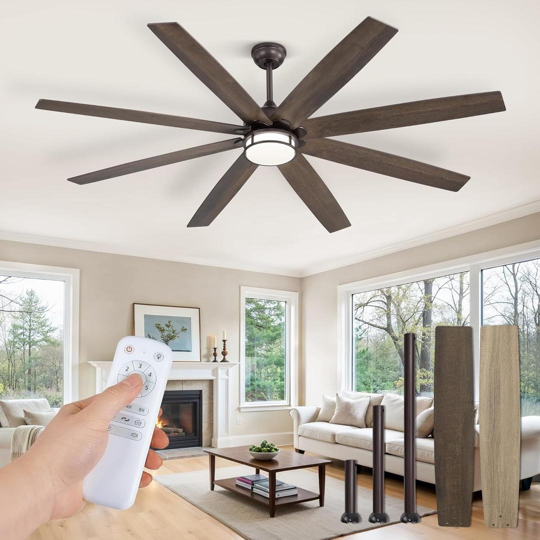 Fanbulous 72 Inch Ceiling Fans with Lights, Large Farmhouse Ceiling Fans with Remote, Oil Bronze Ceiling Fan Fixtures with Bright LED Light for Living Room, Bedroom, Kitchen