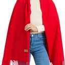 Winter Thick Wool Pashmina Scarf Shawl-Women's Soft Warm Pashmina Wraps for Evening Dresses Wedding Travel Shawl (Red)