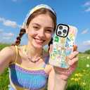 for iPhone 16 Case [Military-Grade Drop Protection/Uplifting Soft TPU Protective/Camera Protection/for Women & Girls]-Vibrant Yellow Motivational Travel Collage with Teddy Bear