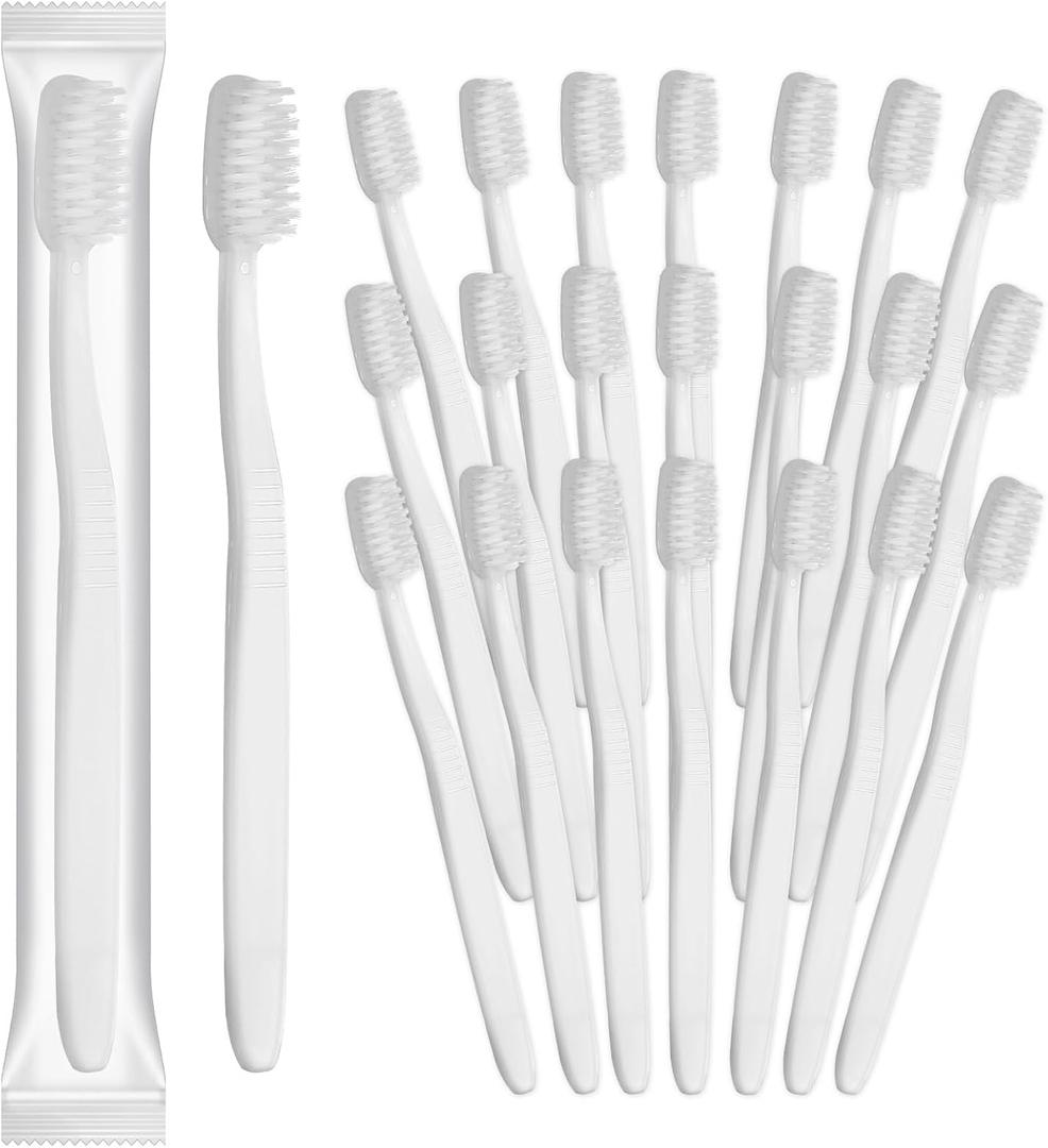 200 Pack Individually Disposable Toothbrushes Wrapped Soft Bristle Toothbrush Single Use Travel Toothbrush Portable Manual One Time Use Tooth Brush Kit for Travel Women Men Hotel Donation