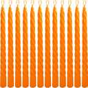 10 Inch Orange Twisted Taper Candles Set for Fall, 12 Pack Unscented Candlesticks, Dripelss Thin Tapered Candles for Halloween Harvest Thanksgiving Party Decoration