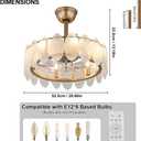 Deckrico 20" Gold Ceiling Fan with Crystal Light Modern Crystal Fandelier Chandelier Semi Flush Mount with Remote Control 6 Speeds for Bedroom, Living Room, Dining Room